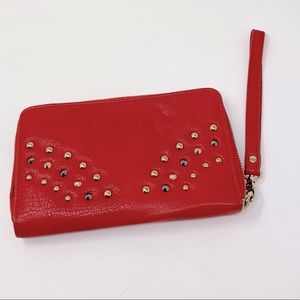 Red stud detail Big Buddha wristlet/wallet